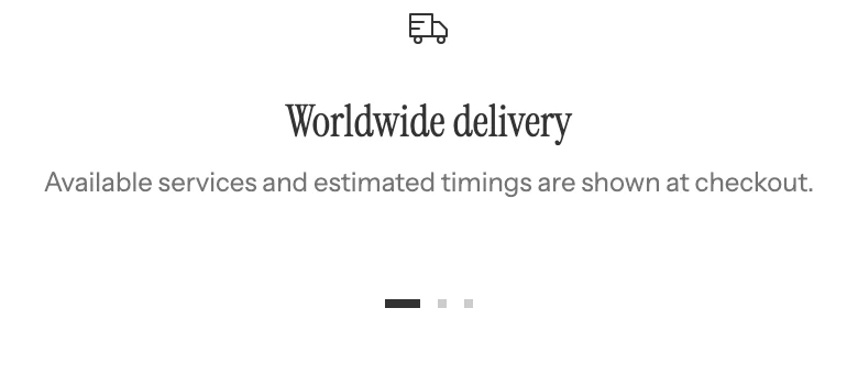 Multicolumn text on mobile showing one column at a time with slide indicators below.