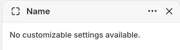 Name block settings in the Theme Editor.
