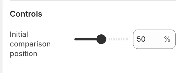 Before and after Controls settings in the Theme Editor: Initial comparison position.