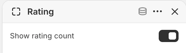 Rating block settings in the Theme Editor: Show rating count.