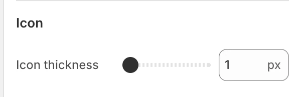 Appearance and spacing Icon settings in the Theme Editor: Icon thickness.